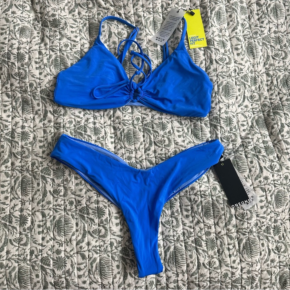NWT oneone swim blue bikini - Danna bottoms + Maggie top XL